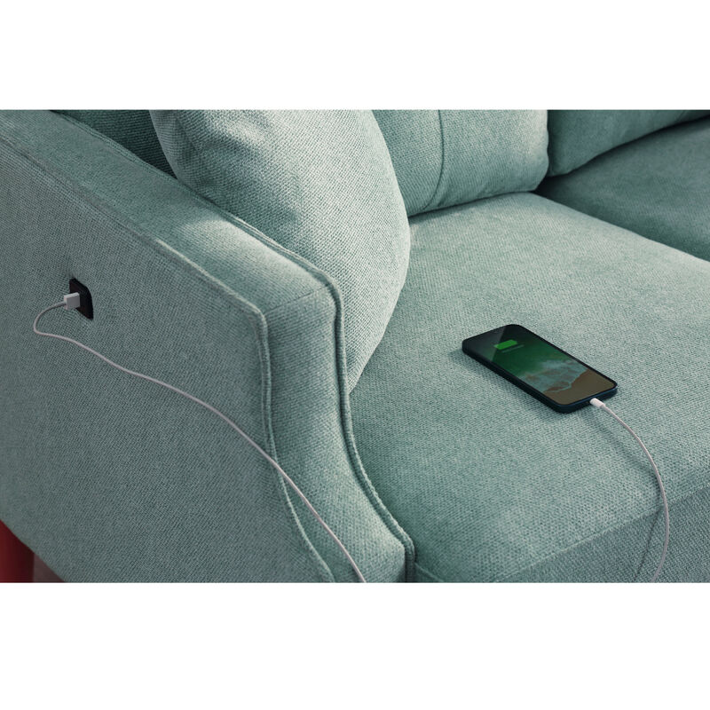 Living Space Sofa 2 Seater, Loveseat With Waterproof Fabric Baby, USB Charge