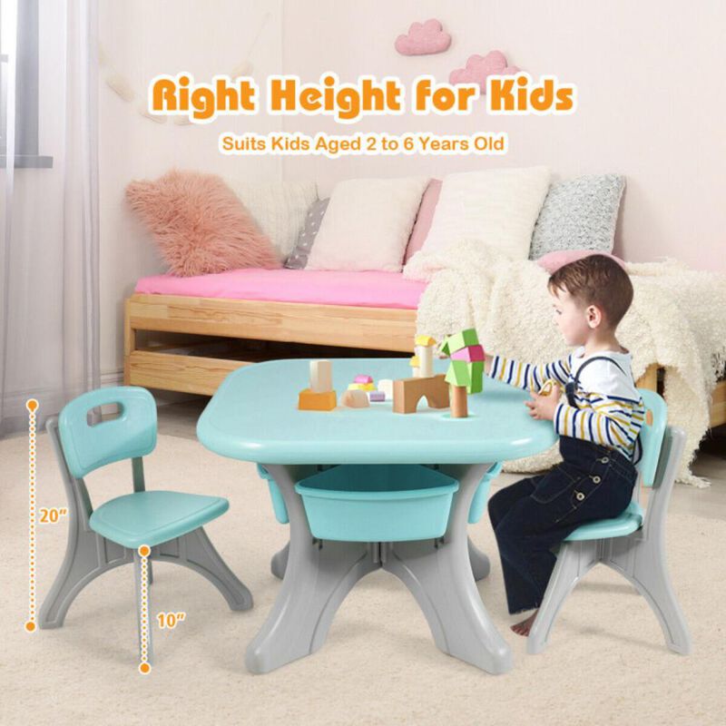 Hivvago In/Outdoor 3-Piece Plastic Children Play Table & Chair Set