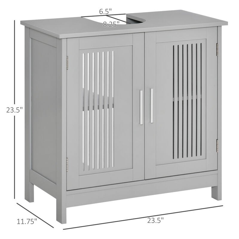 Bathroom Under Sink Cabinet Vanity Unit w/ Adjustable Storage Shelves, Grey