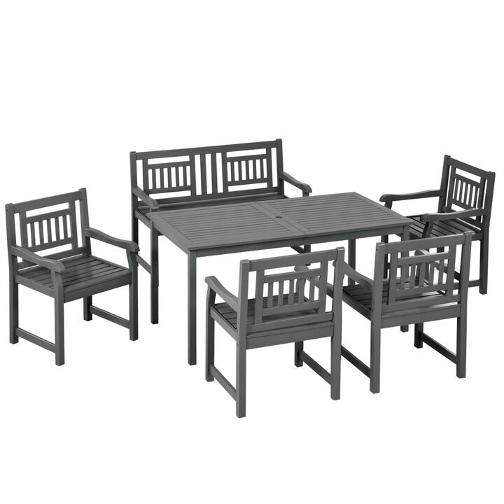 Dark Gray Alfresco Dining: 6-Piece Wood Table and Chairs Set