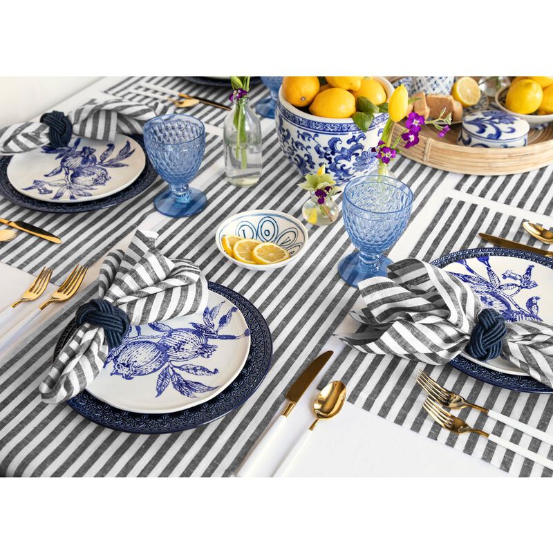 Solino Home 100% Pure Linen 14 x 19 Inch Placemats Set of 4 | Amalfi Stripe