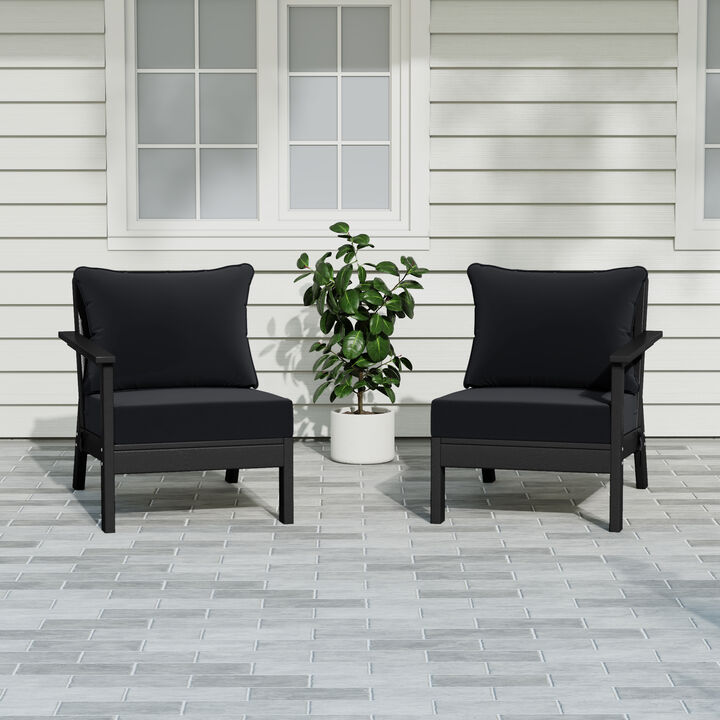 WestinTrends Outdoor Patio HDPE Loveseat Sofa with Patio Cushions
