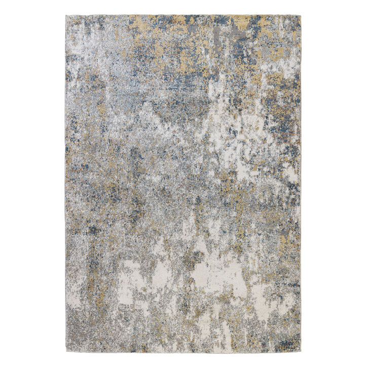 Yasmin Acy Yellow/Blue Abstract Polyester Area Rug 7'10" x 10'6"