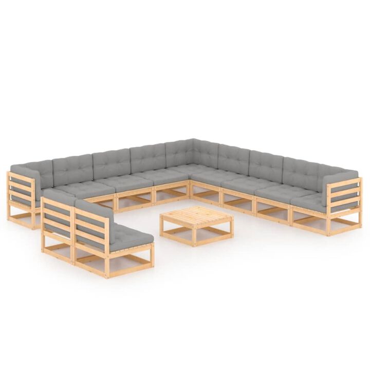 vidaXL 12 Piece Garden Lounge Set with Cushions Solid Pinewood