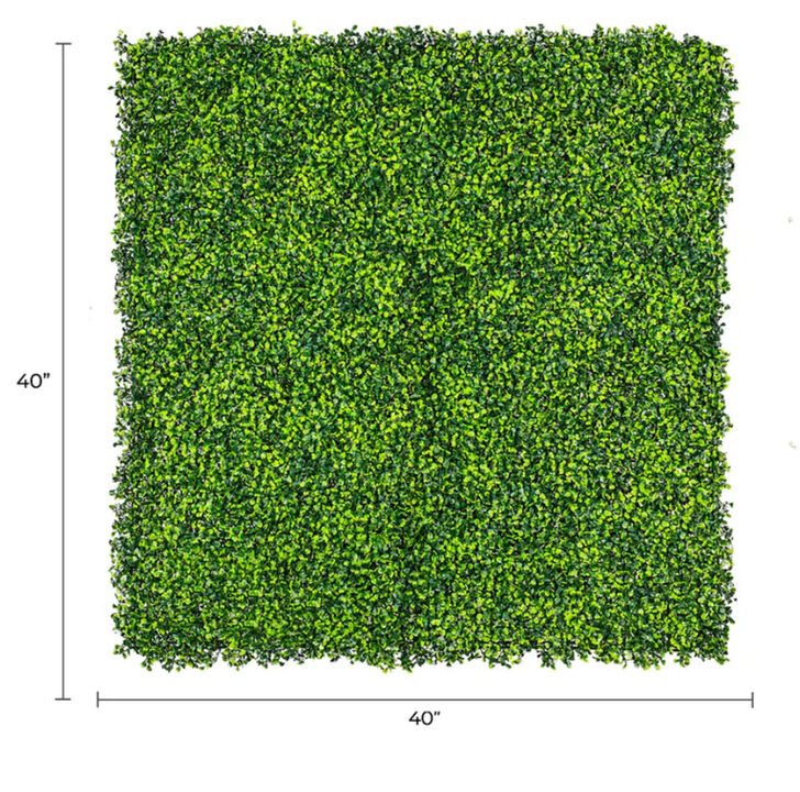Artificial Mixed Boxwood Hedge Panel Wall 40" x 40" 11SQ FT Commercial Grade UV Resistant