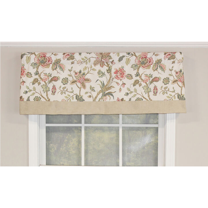 RLF Home Gianna Banded Valance Spa. 3" Rod Pocket, Contrast bottom banding. 50"W x 16"L