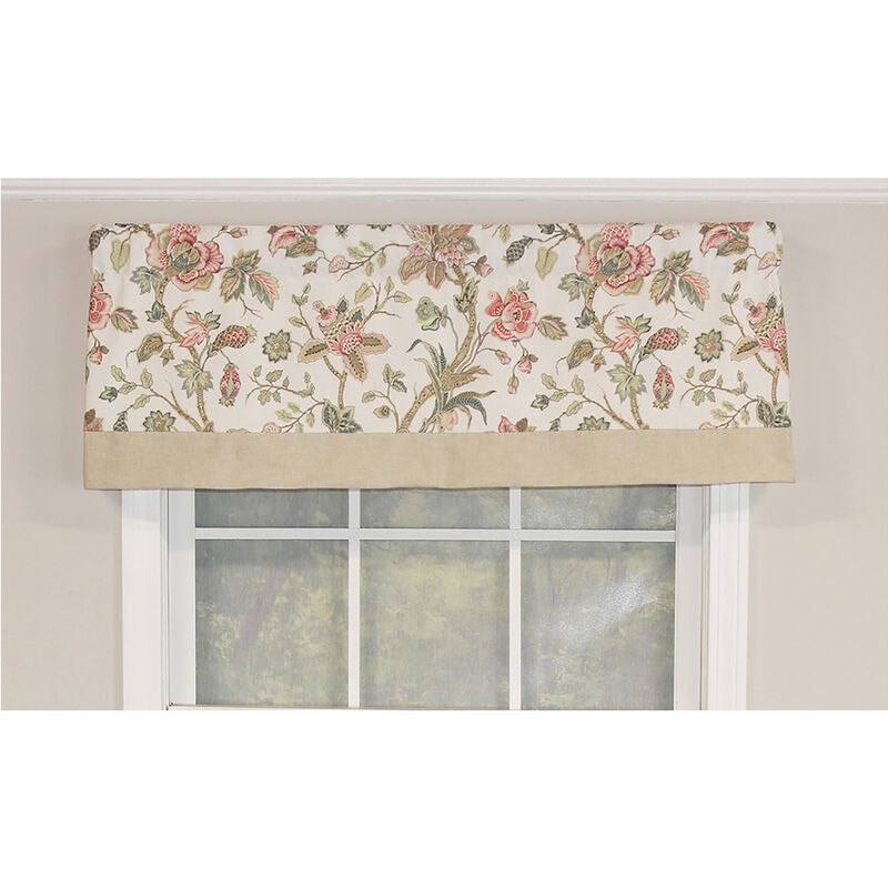 RLF Home Gianna Banded Valance Spa. 3" Rod Pocket, Contrast bottom banding. 50"W x 16"L