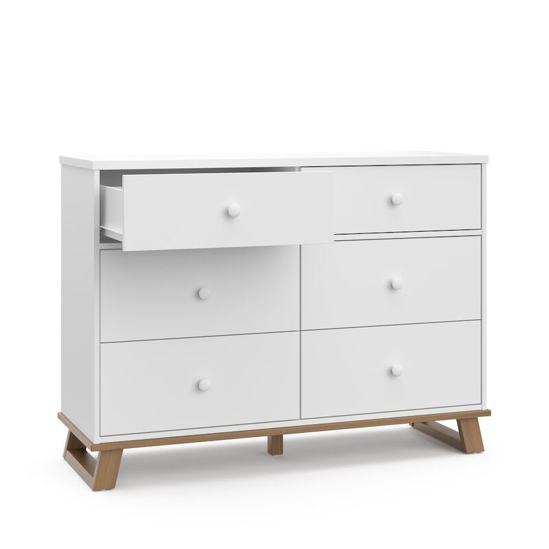 Storkcraft Modern 6 Drawer Dresser (White with Vintage Driftwood)
