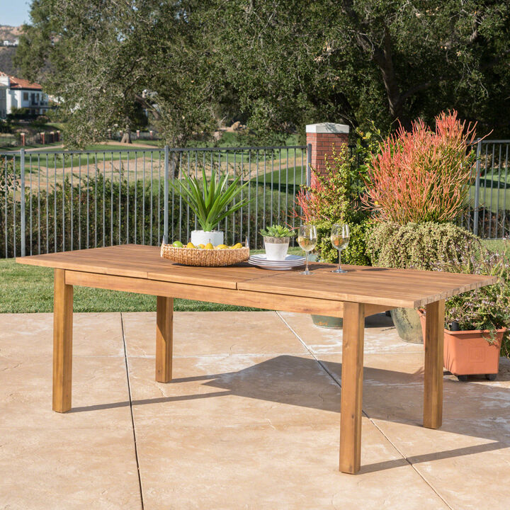 Merax Outdoor Acacia Wood Extendable Dining Table