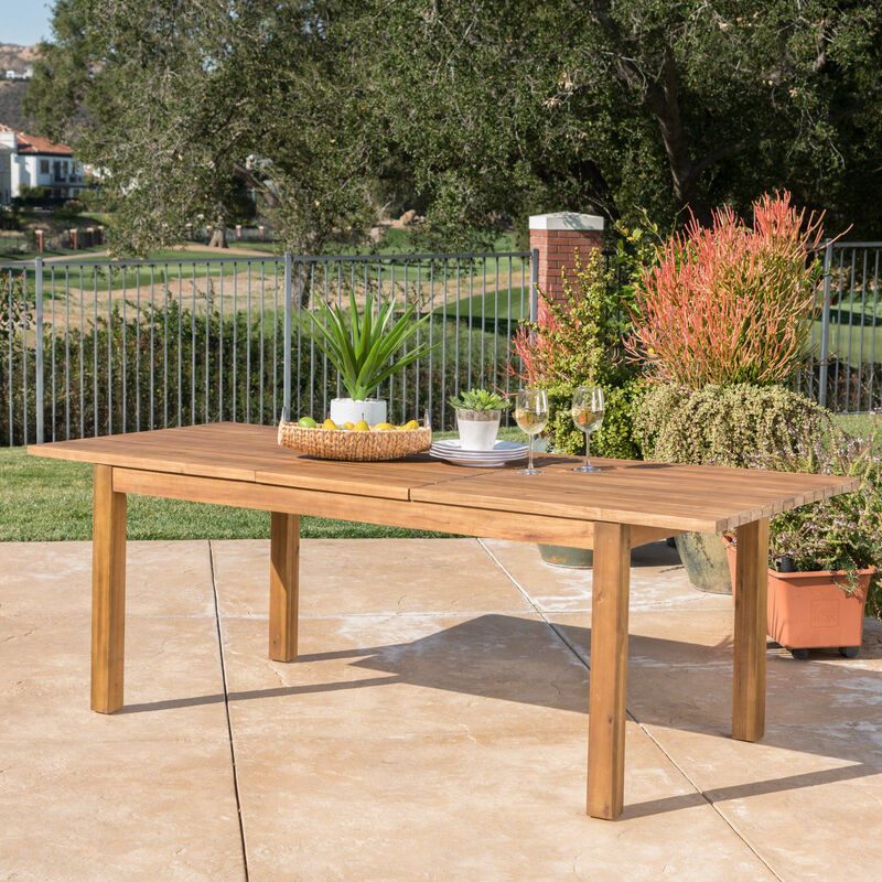 Merax Outdoor Acacia Wood Extendable Dining Table