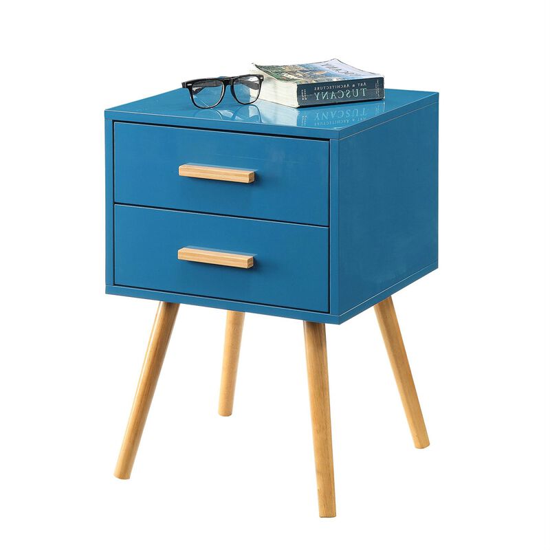 Hivvago Modern Classic Mid-Century Style End Table Nightstand in Blue Finish