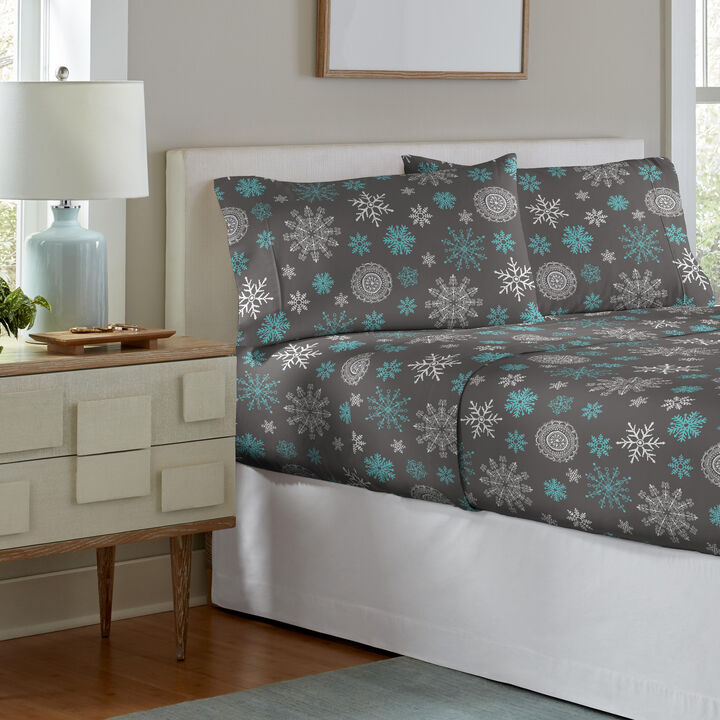 Pointehaven 190 GSM 100% Cotton Storm Grey Solid Flannel Deep Pocket 3 pc Sheet Set, Twin Extra Long