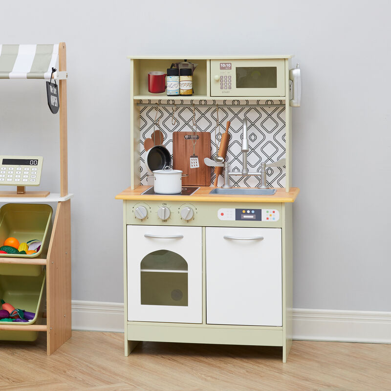 Teamson Kids - Little Chef Boston Modern Play Kitchen - Olive Green/White