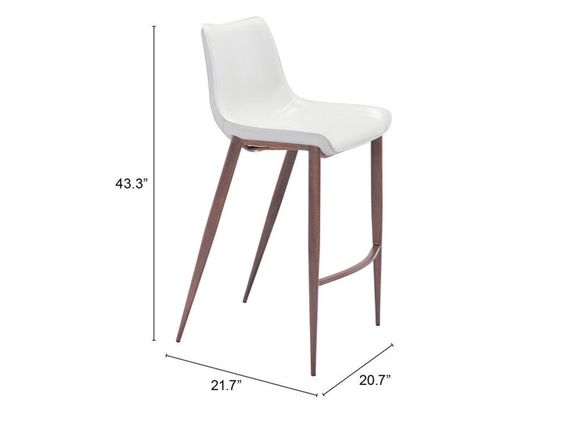 Magnus Barstool (Set of 2) White & Walnut