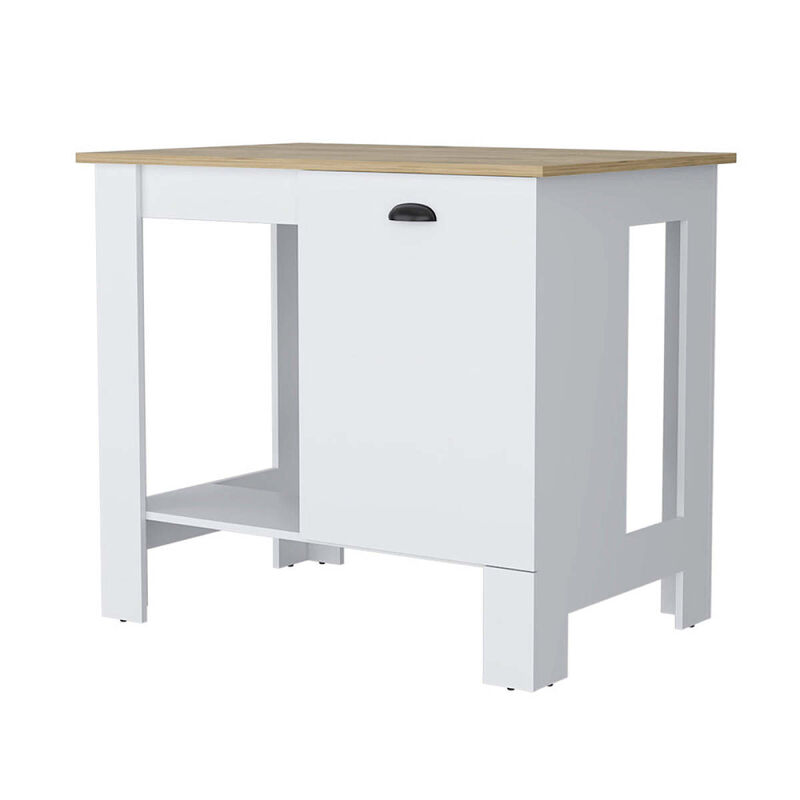 Streamdale Vancouver 1-Door Kitchen Island With Open Shelf White And Macadamia