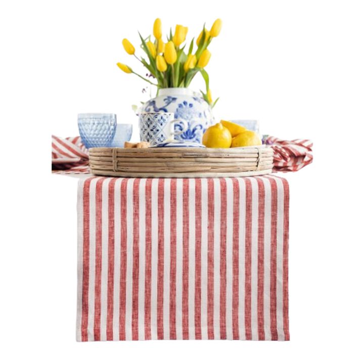 Solino Home 100% Pure Linen Table Runner 14 x 72 Inch | Amalfi Stripe