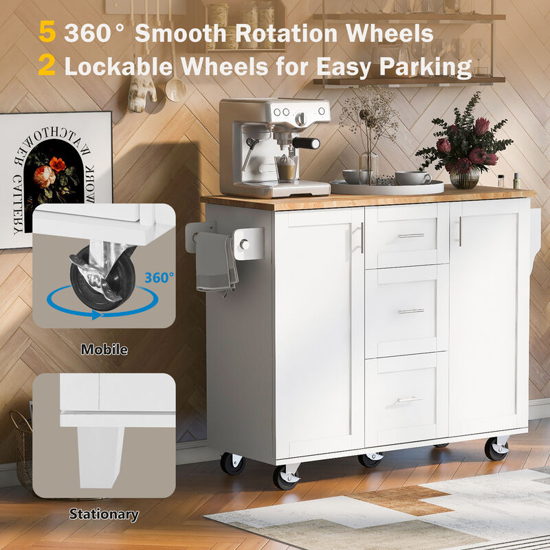 Streamdale Rolling Kitchen Island with Storage and Spice Rack Tower