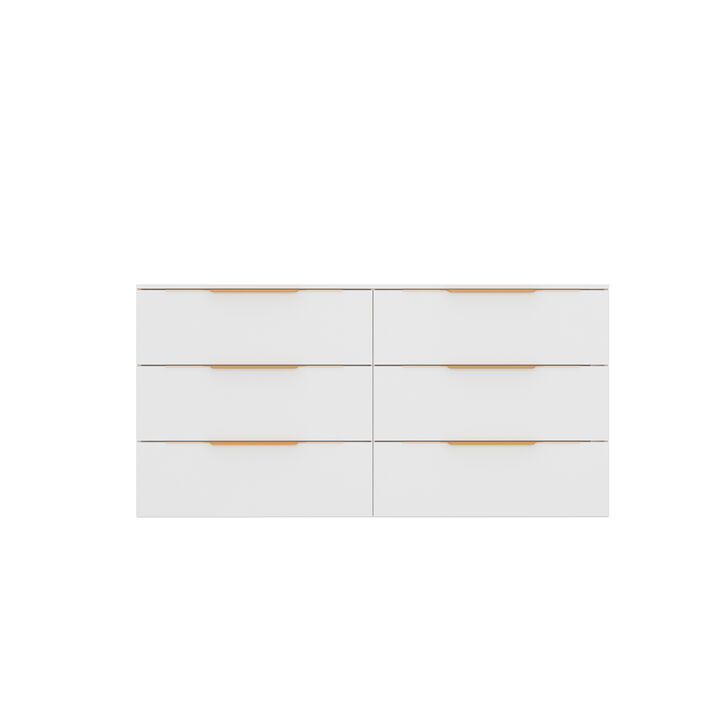 63-inch Modern Space Saving 6-Drawer Double Dresser, White