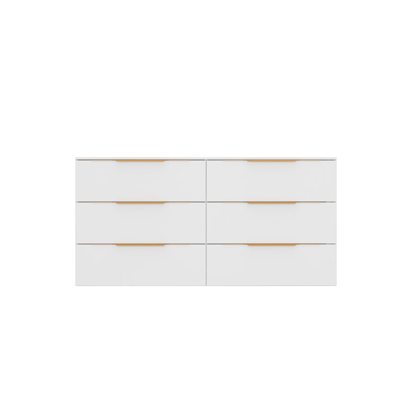 63-inch Modern Space Saving 6-Drawer Double Dresser, White
