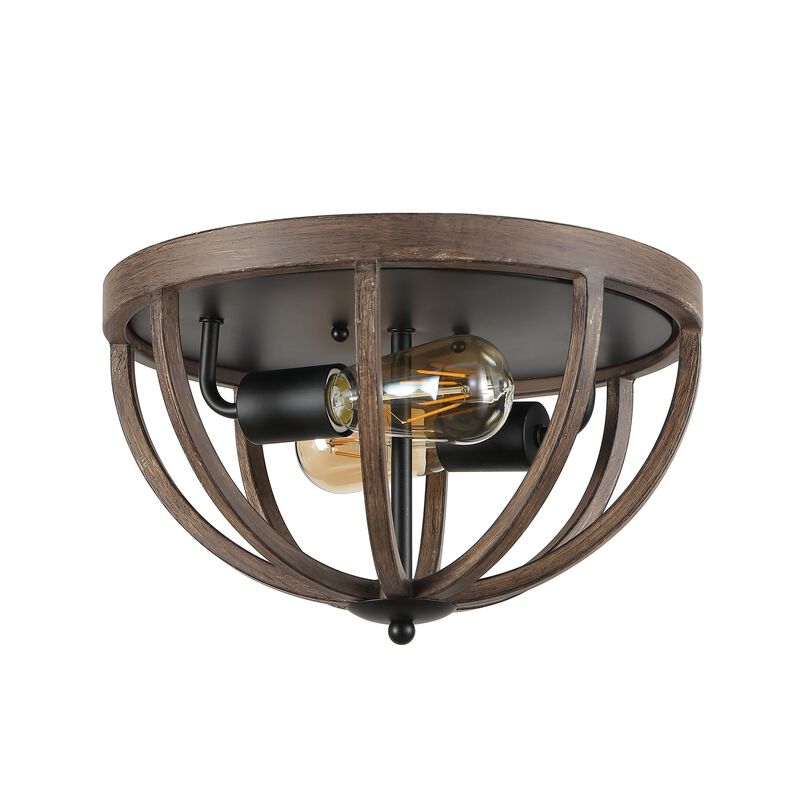 Darlene 2-Light Iron Rustic Farmhouse LED Flush Mount