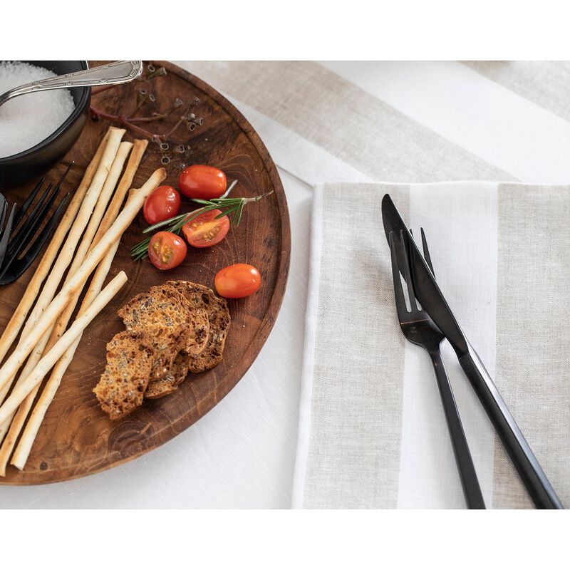 Solino Home 100% Pure Linen 14 x 19 Inch Placemats Set of 4 | Cabana Stripe
