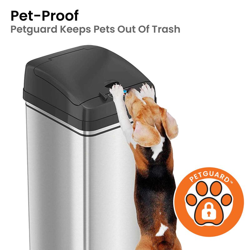 iTouchless 13 Gallon Sensor Trash Can with Pet-Proof Lid