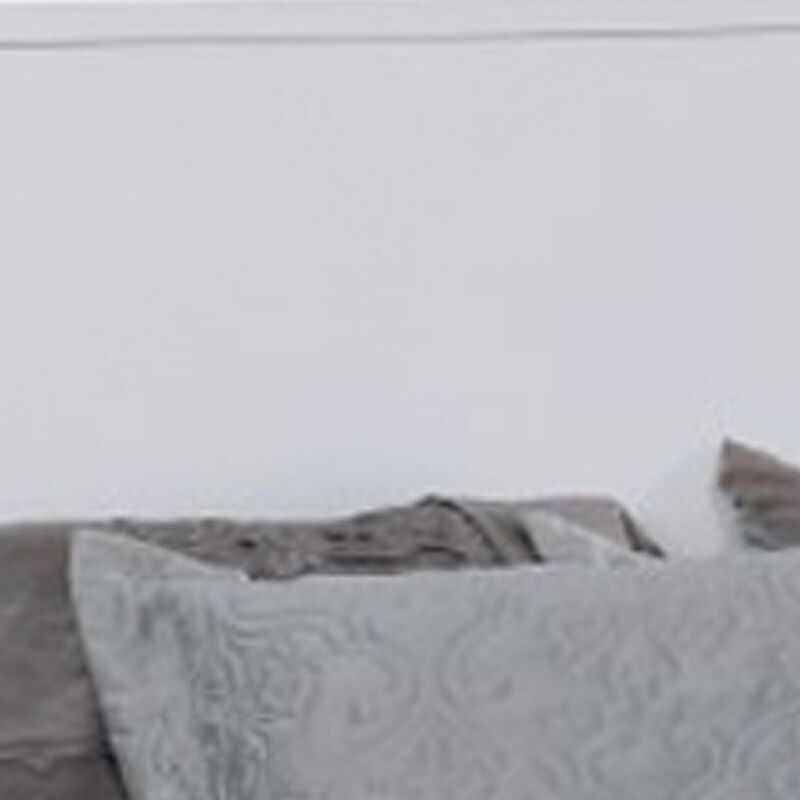 Wooden Eastern King Size Bed with Panel Headboard, White-Benzara
