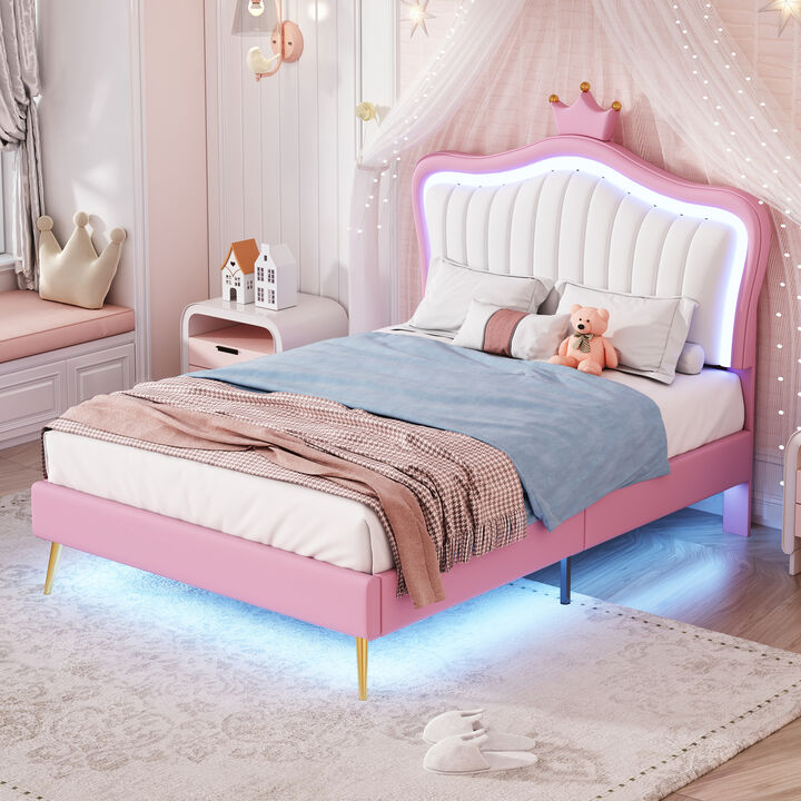 Merax Modern Princess Bed With Crown Headboard