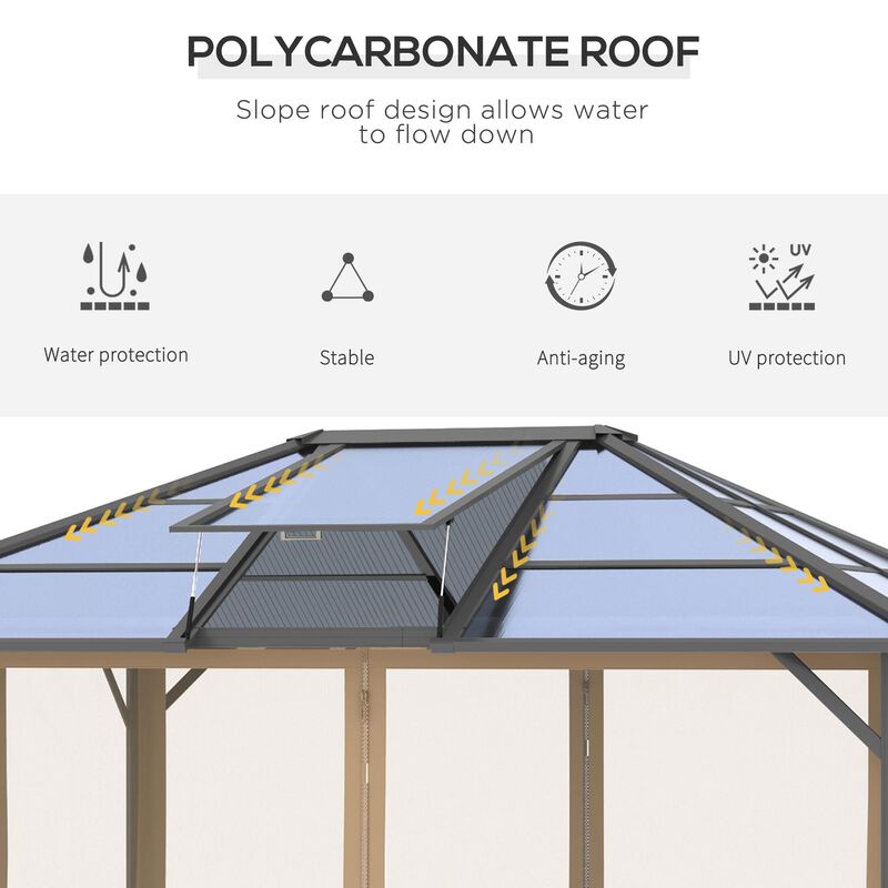 Grey Garden Structure: 12x10 Polycarbonate Hardtop Gazebo