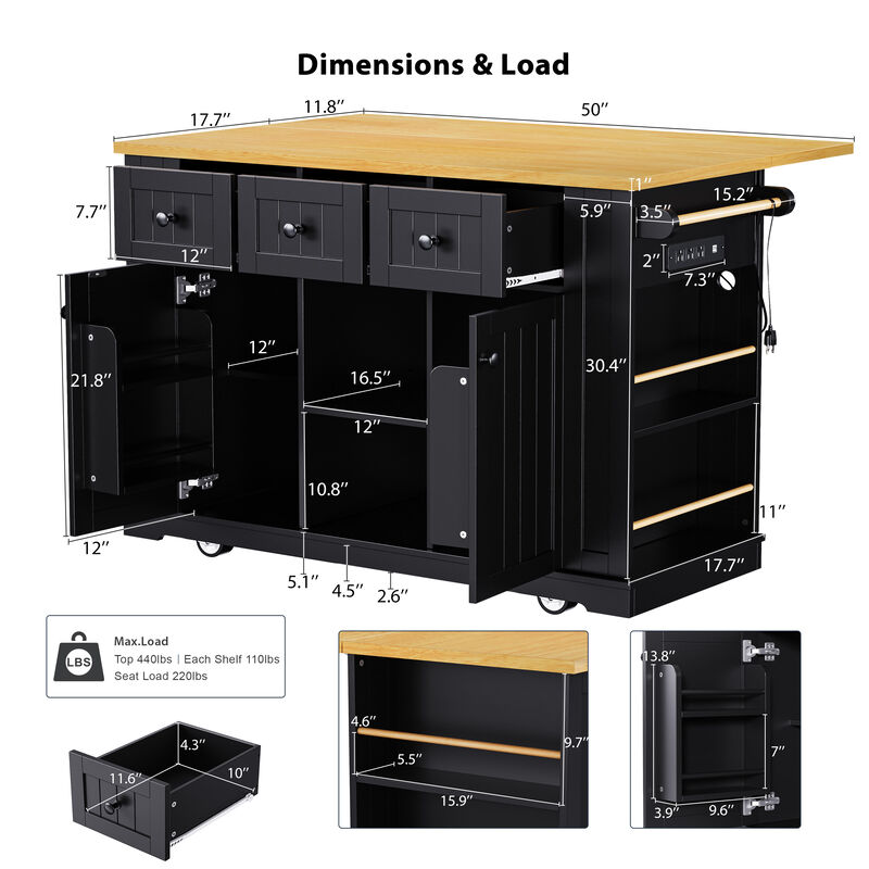 Merax Kitchen Island with Drop Leaf