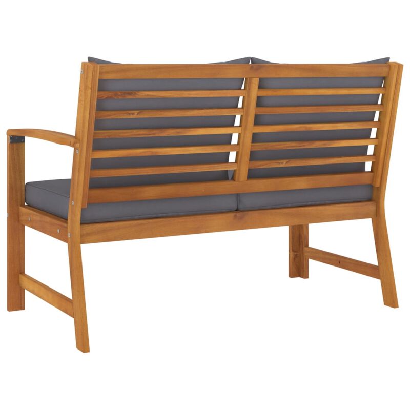 vidaXL Garden Bench 45.1" with Dark Gray Cushion Solid Acacia Wood