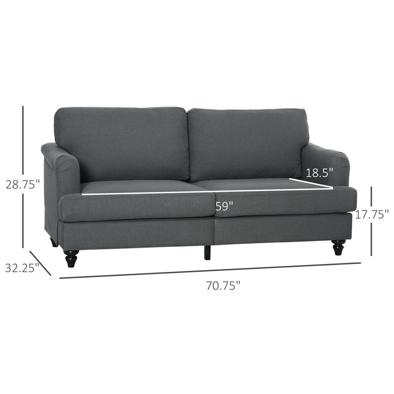 Slate Gray Seating: Versatile Loveseat with Wooden Legs
