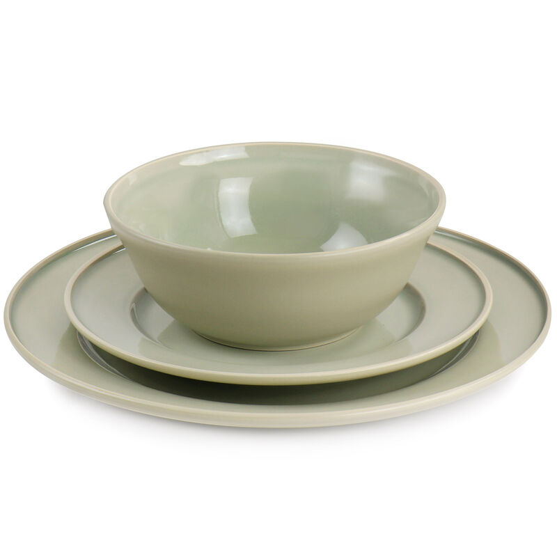 Martha Stewart 12 Piece Reactive Glaze Stoneware Dinnerware Set in Sharkey Grey
