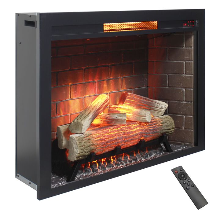 Mondawe 33 Inch Infrared Electric Fireplace Insert, Touch Panel Home Decor Heater, Smokeless Firebox With Cracking Sound