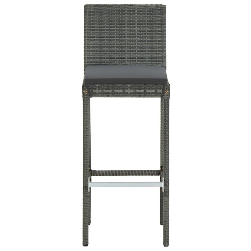 vidaXL 5 Piece Outdoor Bar Set with Cushions Poly Rattan Gray