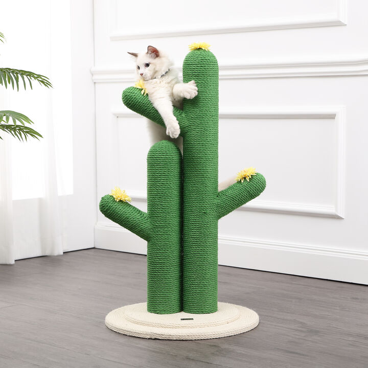 Socorro Modern Jute Double-Cactus Cat Scratching Post with Flower Toys