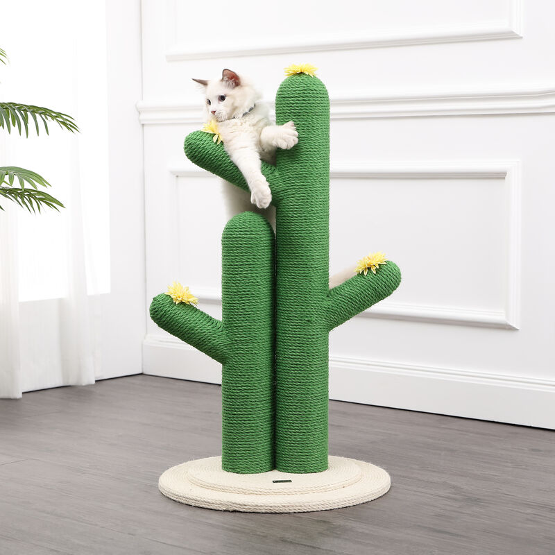Socorro Modern Jute Double-Cactus Cat Scratching Post with Flower Toys
