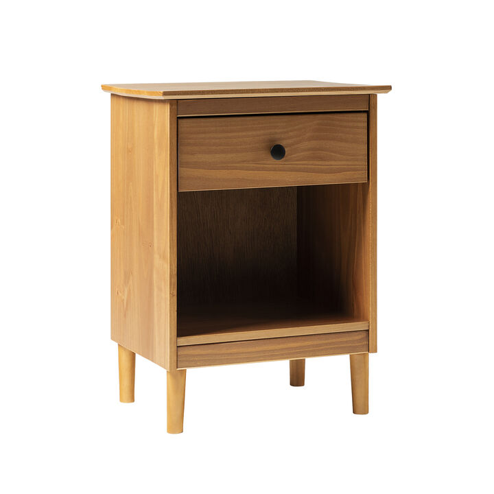 Streamdale Classic 1-Drawer Solid Wood Nightstand with Cubby - Caramel