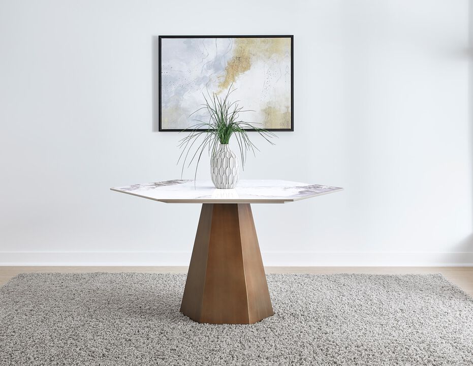 Balos Stone Top Hexagonal Dining Table