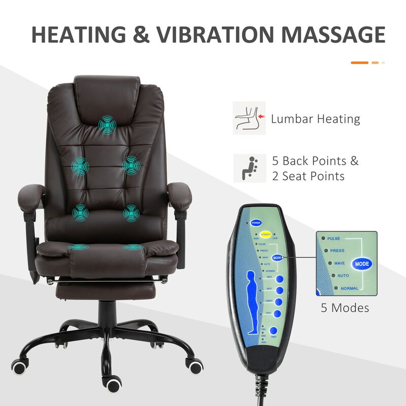 Brown Relaxation Station: Ergonomic Vibrating Massage Office Chair