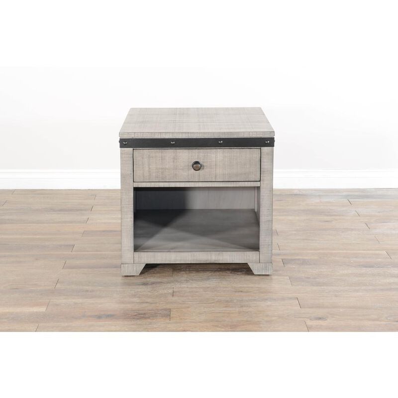 Sunny Designs Traditional Mahogany Wood End Table in Alpine Gray
