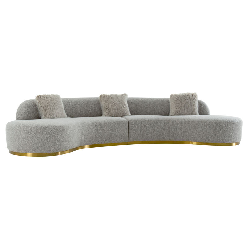 Pasargad Home Simona Collection Curved Sofa with 3 Pillows