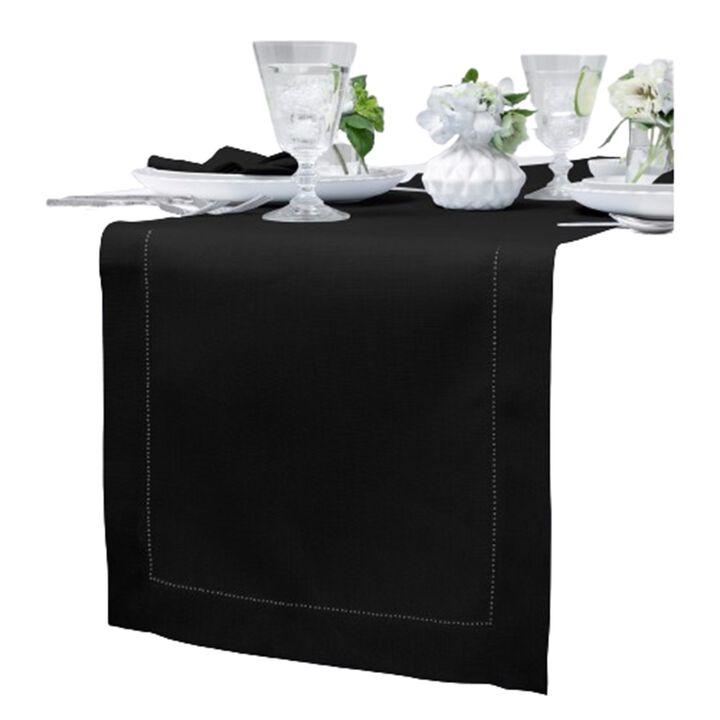 Solino Home 100% Pure Linen Table Runner | Classic Hemstitch for Thanksgiving, Christmas
