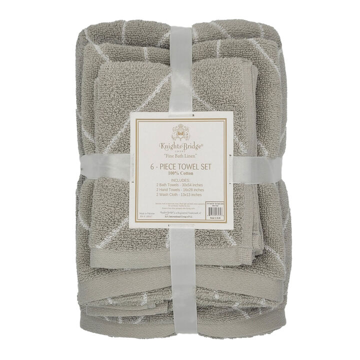 Knightsbridge Luxurious 6 Pieces Yarn Dyed Jacquard All Season Towel