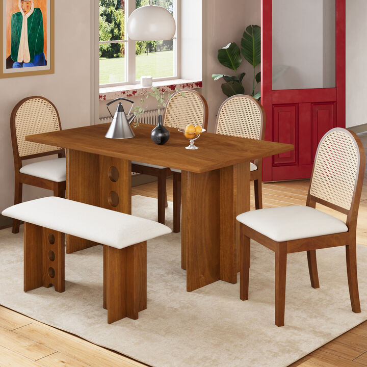 Merax  Modern Double Pedestal 6-Piece Dining Set