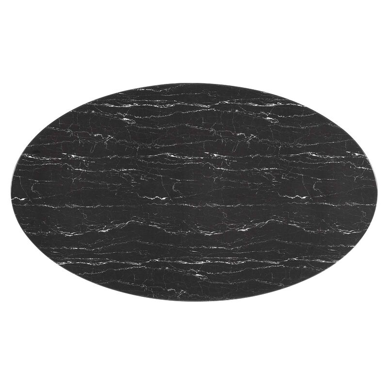 Modway - Lippa 78" Oval Artificial Marble Dining Table Gold Black