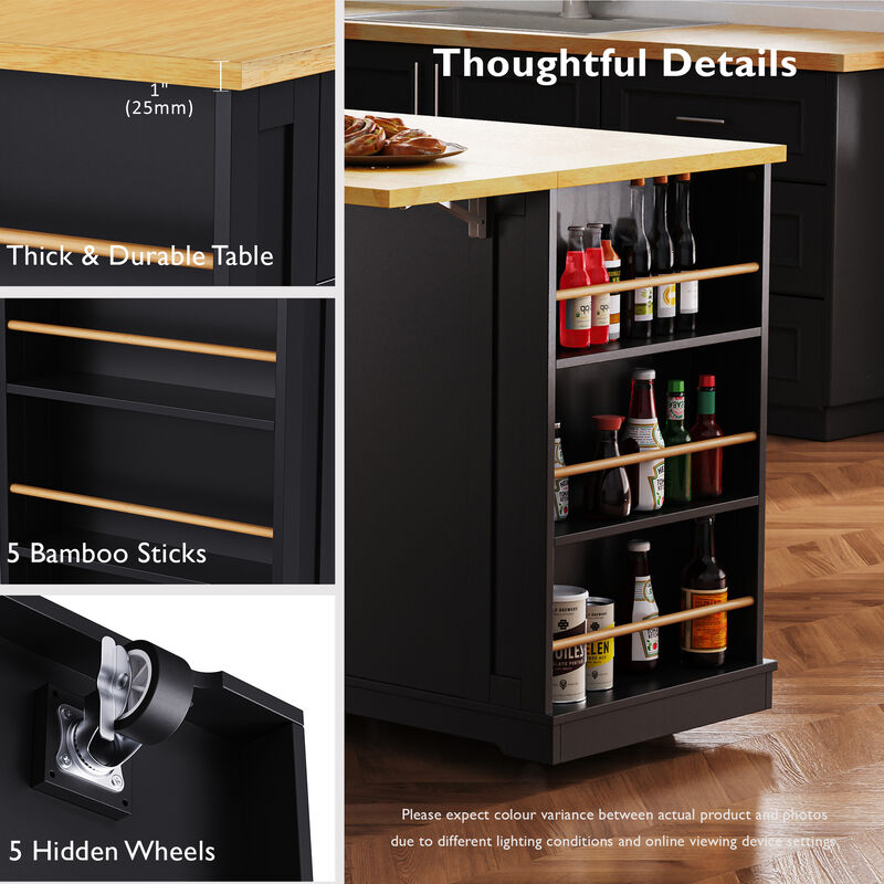 Merax Farmhouse Kitchen Island with Drop Leaf