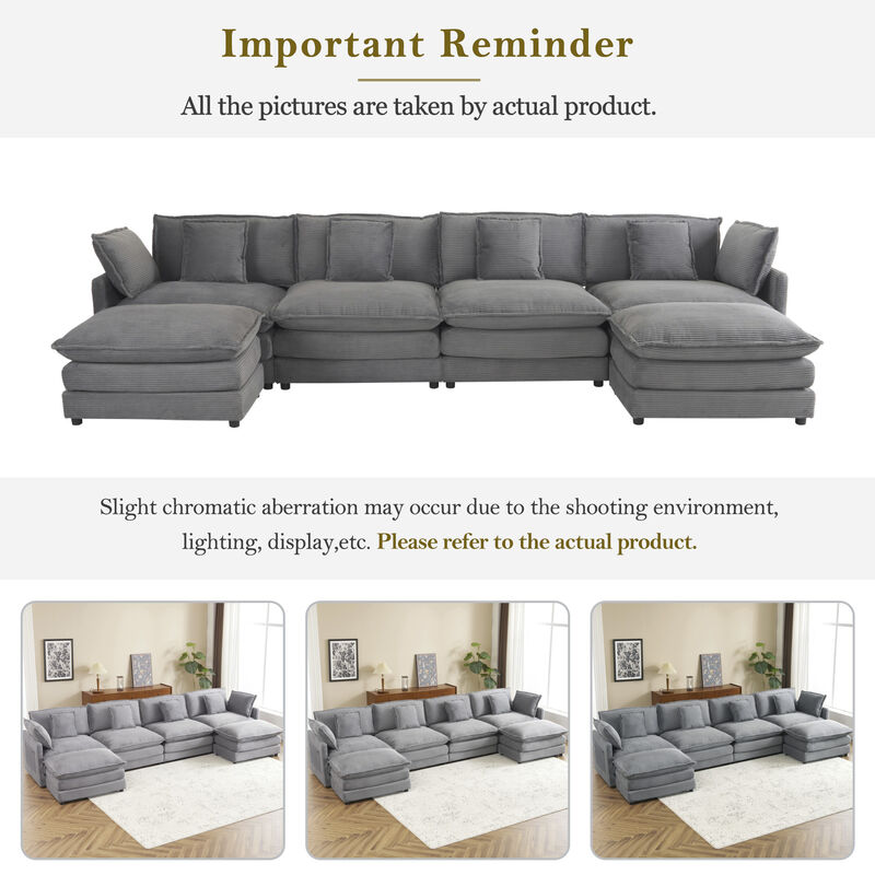 Merax Modern Corduroy Modular Sofa Couch for Living Room