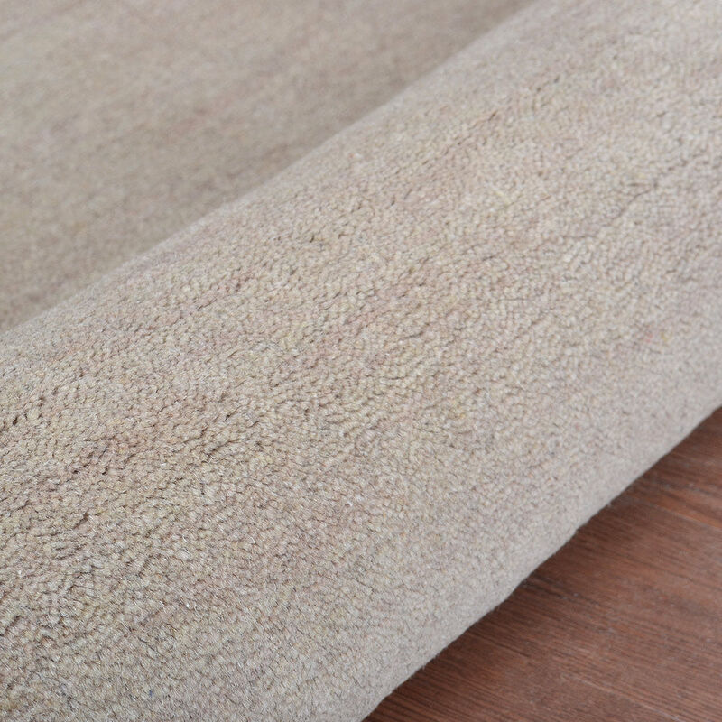 RUGSOTIC CARPETS HAND KNOTTED LOOM WOOL ECO-FRIENDLY AREA RUGS  - 6'7''x9'10'', Rectangle, Beige Color, Solid Plain Design, High Pile Thick Handmade Anti Skid Rugs for Living Room (L00111)