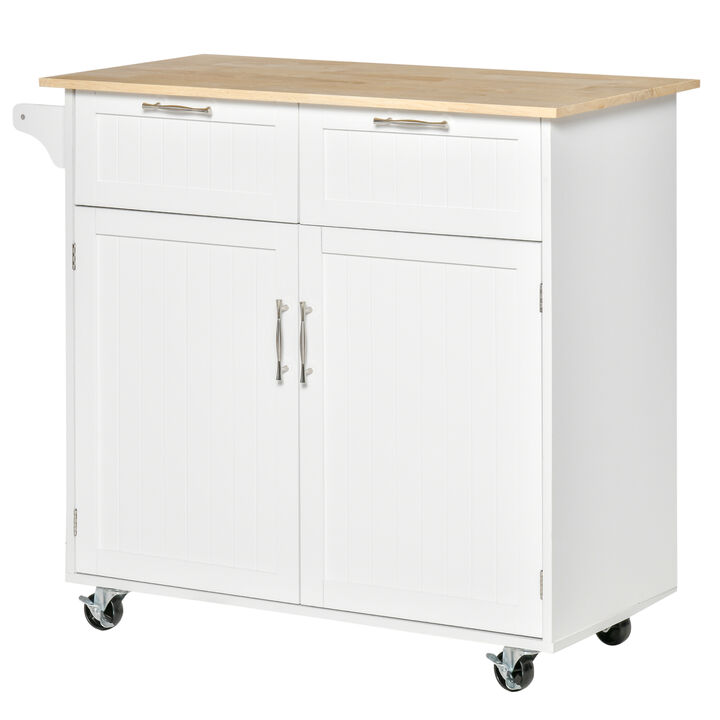 Modern Wooden Rolling Kitchen Island Storage Cart Serving Trolley w/ Towel Rack